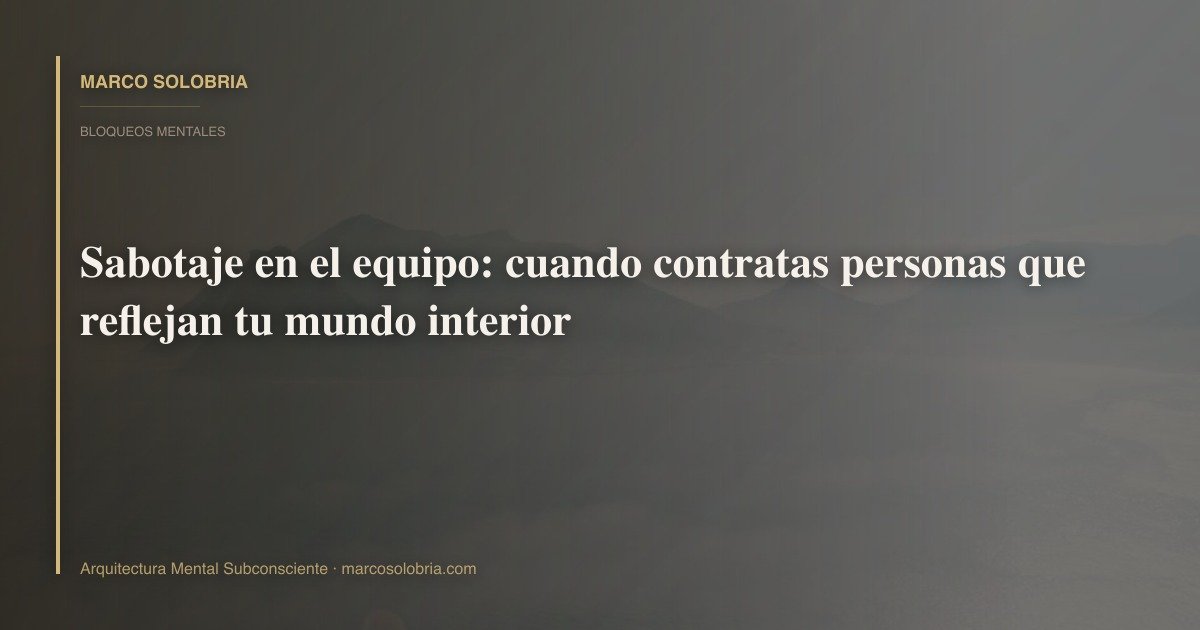 Sabotaje en el equipo: cuando contratas personas que reflejan tu mundo interior